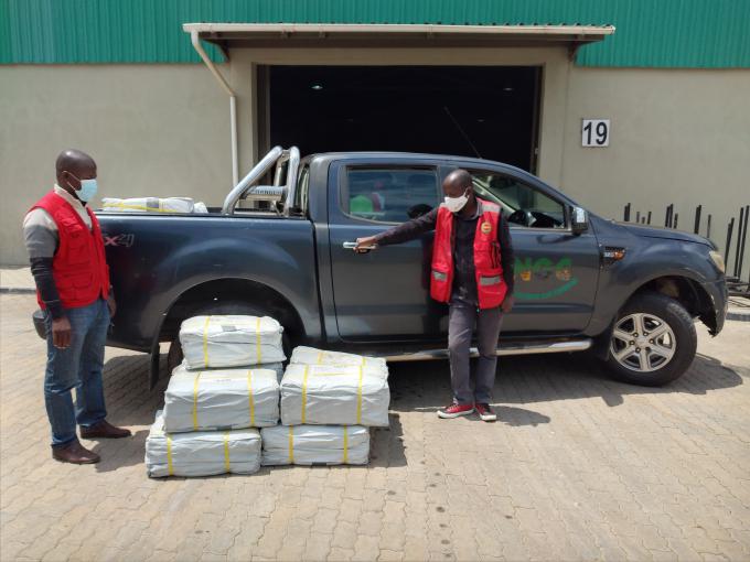 Part of the tarpaulins when they were loaded from the Save the Children's warehouse in Manica