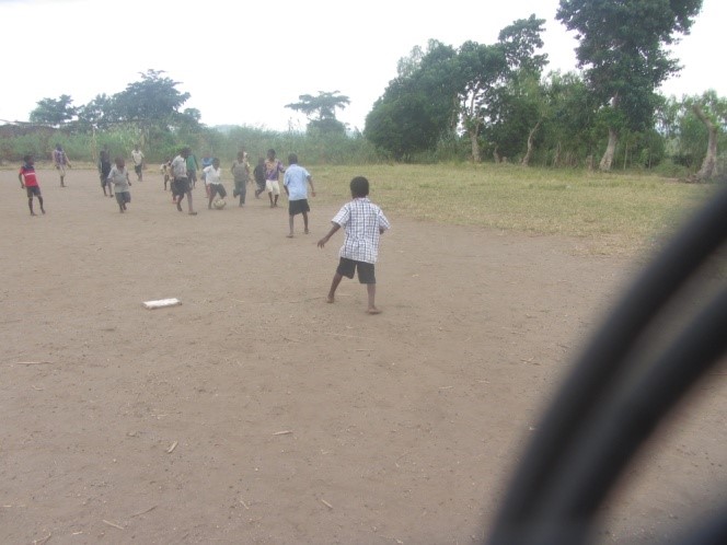 In his free time he likes to play football and play with his friends. 